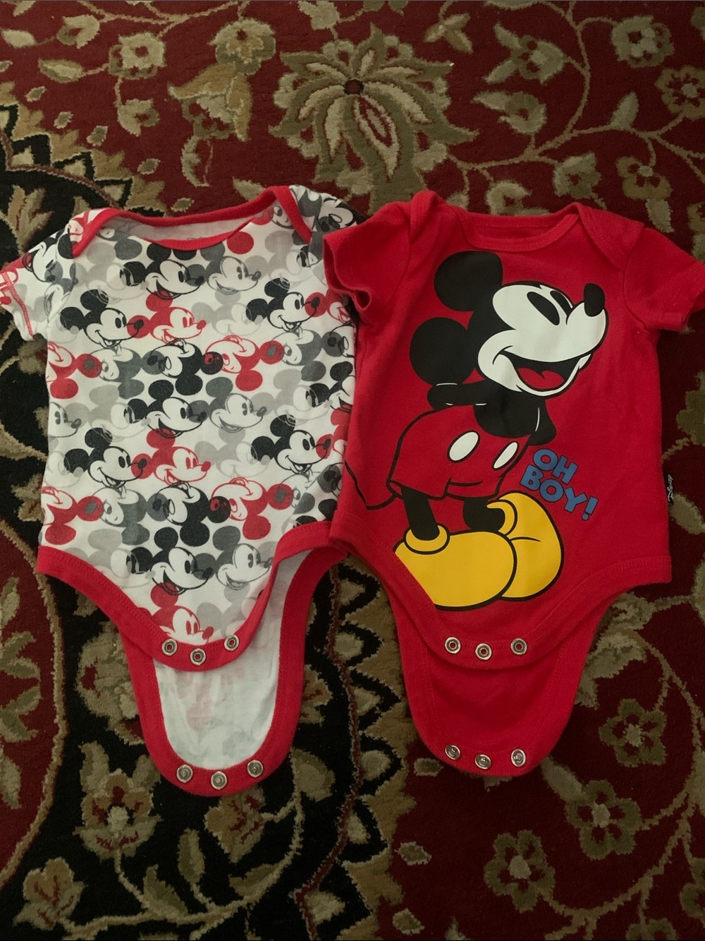 Disney Red and White Mickey Mouse 2-Pack One-Piece Bodysuits